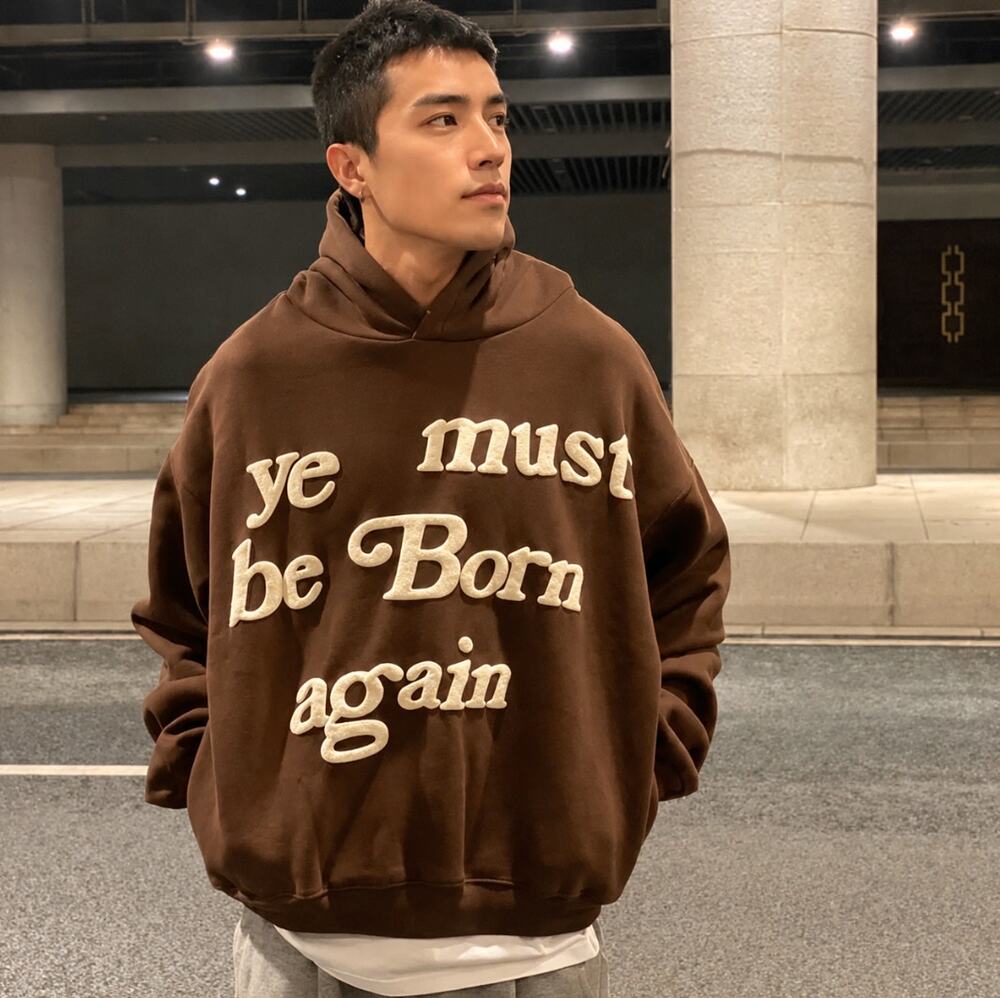 CACTUS PLANT FLEA MARKET Ye Must Be Born Again Hoodie Brown Sz L {259}
